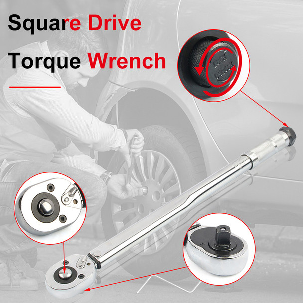 1/2 Square Drive Torque Wrench 10-150N.m Two-way Ratchet Key Accuracy 4% Spanner Hand Tool Car Bike Automotive Hand Tools