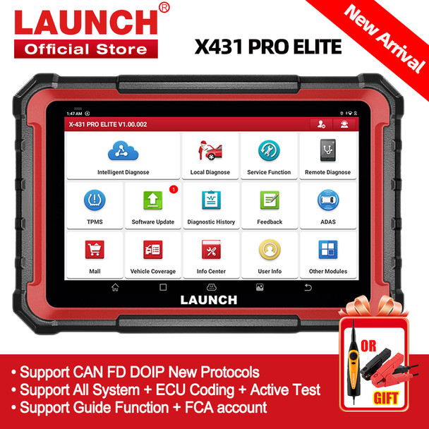 LAUNCH X431 PRO ELITE Car Diagnostic Tools CAN FD DOIP All System 31+ Reset Active Test ECU Coding Auto OBD OBD2 Scanner