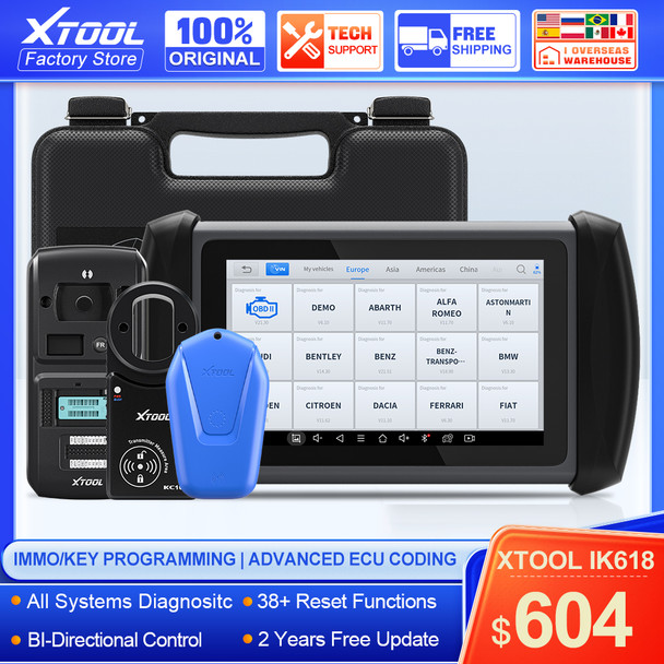 XTOOL InPlus IK618 Professional IMMO Key Programmer With KC100 KC501 Car Diagnostic Tools 38+ Reset ECU Coding same as X100 PAD3