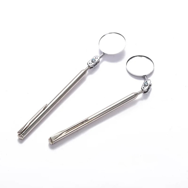 Car Maintenance Inspection Mirror 30mm 360° Folding Telescopic Reflector Round Extension Car Angle View Accessories Manual Tool