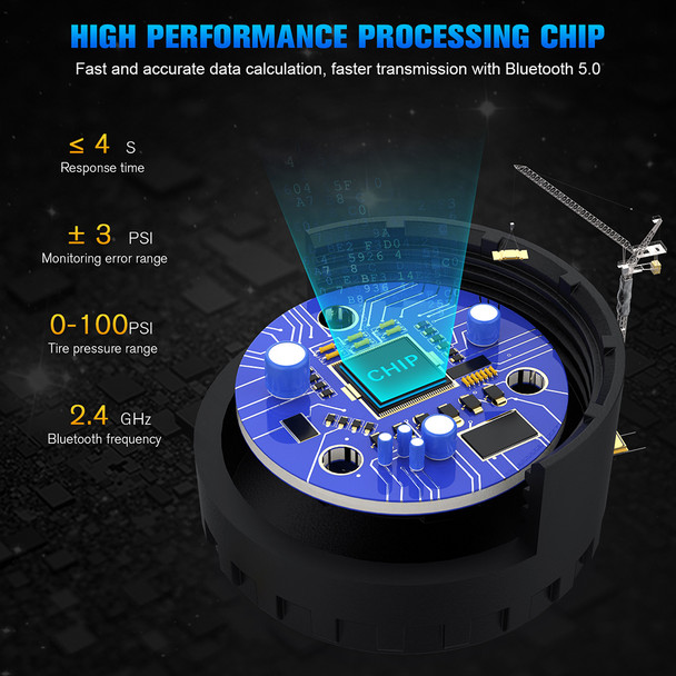 Professional Car TPMS Tire Pressure Monitoring System Bluetooth-compatible Mobile Phone Display Tire Pressure Monitor