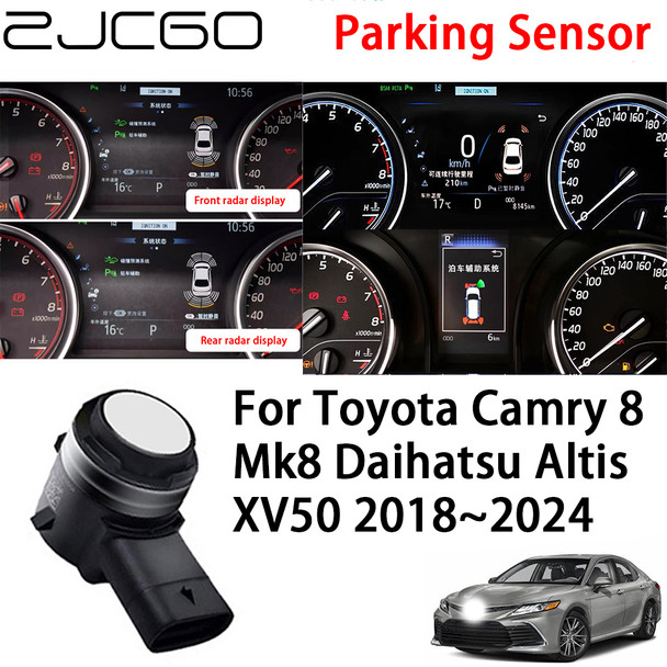 ZJCGO Car Front Rear Reverse Parking Sensor Assistance Backup Radar Buzzer for Toyota Camry 8 Mk8 Daihatsu Altis XV50 2018~2024