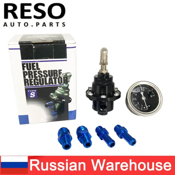 RESO--Universal Adjustable Fuel Pressure Regulator Type-S With Gauge And Instruction With logo