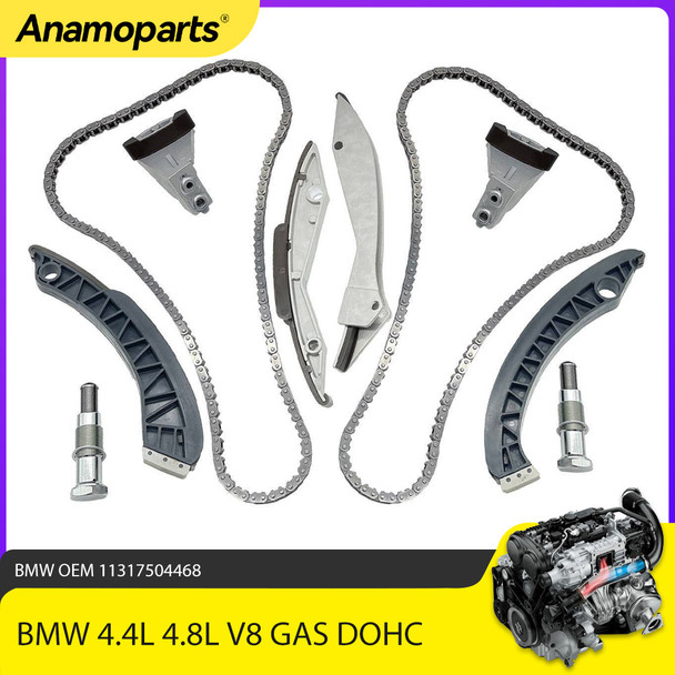 Engine Timing Chain Kit Fit 3.6 4.0 4.4 4.8 L For BMW 745i 750i X5 4.0L 4.4L 4.8L N62B36A N62B48B N62B44A N62B40A GAS 2002-2011