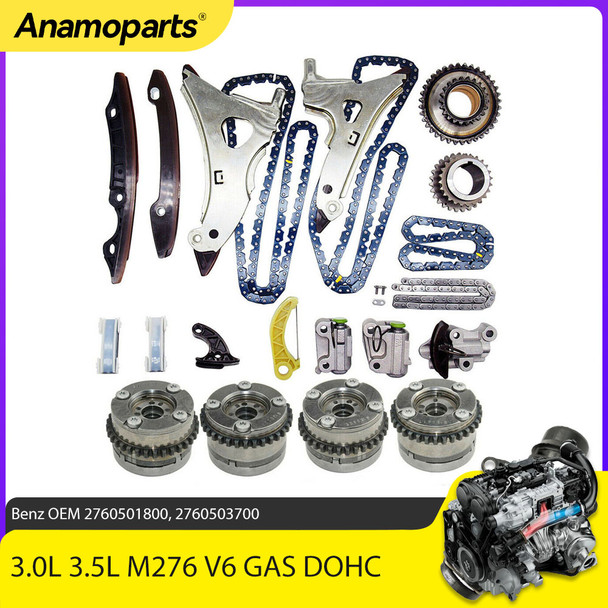 Engine Timing Chain Kit Intake Exhaust Fit 3.0 3.5 L M276 V6 GAS For Mercedes-Benz Benz E350 GL450 E400 ML350 GLK350 3.0L 3.5L