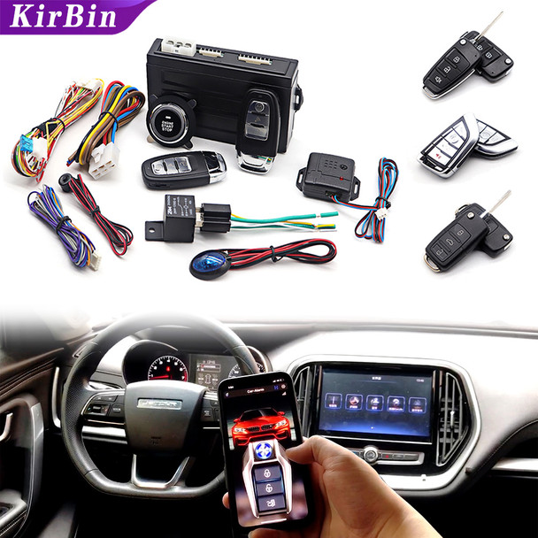 Universal Car Alarm Keyless Entry System Smart APP Start Stop System for Cars Auto Ignition Button with Remote Starter Start Kit