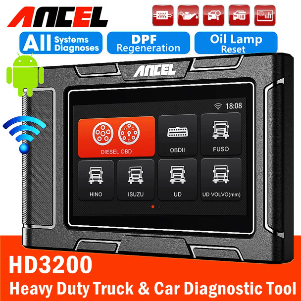 ANCEL HD3200 24V Heavy Duty Diesel Truck Scanner D.P.F Regeneration Oil Reset All System Car Diagnostic Tool for FUSO Hyundai