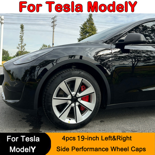 For Tesla Model Y Car Accessory 4Pcs Automobile Hub Cap Wheel Cover Car Replacement Retrofit Parts Full Cover Hub Cap
