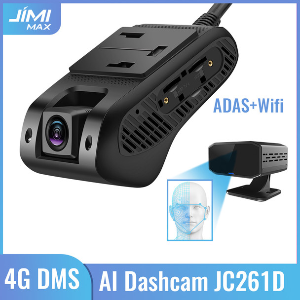 JIMIMAX JC261D AI Camera Car DVR DMS Dashcam ADAS Wifi Voice Alert 2 Live Stream Video Vehicle Cam 1080P Remote Control APP SIM