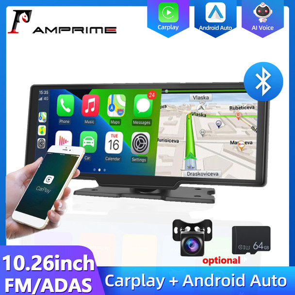 AMPrime 10.26'' Car Mirror Video Recorder Wireless Carplay & Android Auto Car DVR Dash Cam Rearview Camera GPS Monitor Dashboard AMPrime 10.26'' Car Mirror Video Recorder Wireless Carplay & Android Auto Car DVR Dash Cam Rearview Camera GPS Monitor Dashboard