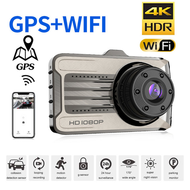 Car DVR 4K WIFI GPS Vehicle Camera Ultra HD 3840*2160P Drive Video Recorder Dash Cam Night Vision Car Accessories Auto Black Box