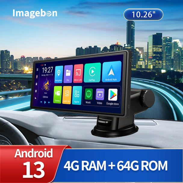 Imagebon 10.26" Android 13 Dash Cam Rearview Mirror Camera Wireless CarPlay & Android Auto Mirror Link GPS Navigation Car DVR