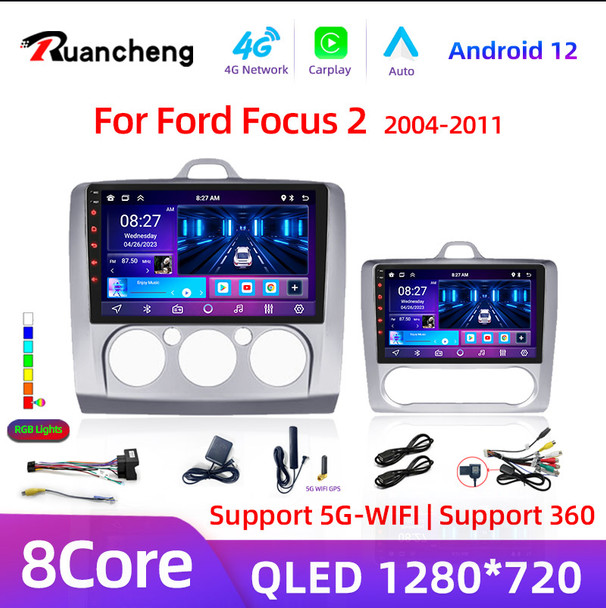 Android 12 Car Radio for Ford Focus 2 3 Mk2 Mk3 2004 2005 - 2011 Multimedia Player Navigation GPS 2Din Carplay Stereo DVD