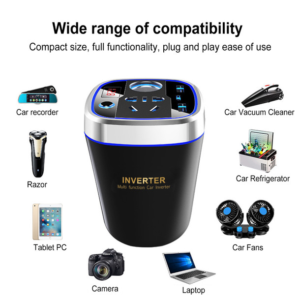 Car Accessories Car Power Inverter 12V To 220V 200W Socket Converter for Phone Electrical Appliances Travel Tools USB Charging