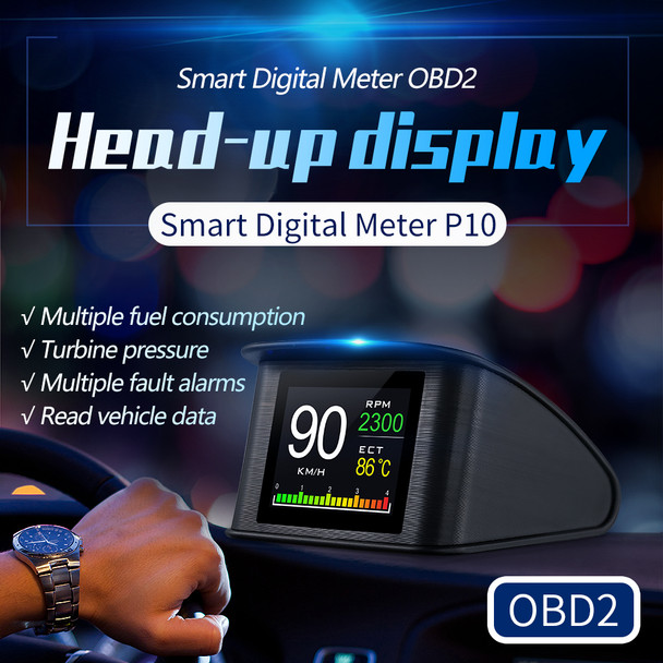 OBD HUD P10 Car OBD2 Head Up Display HUD On Board Computer Digital Overspeed Alarm Universal Auto Electronic Accessories Smart