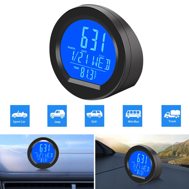 Solar Car Dashboard Thermometer Automotive Electronic Clocks Watch Time Led Digital Display with Back Luminous Car Accessories