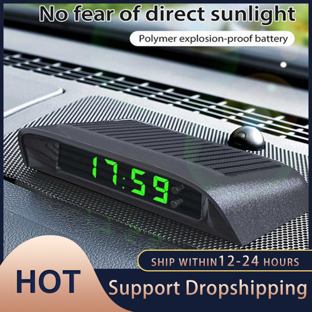 Portable Solar Car Digital LCD Clock & Temperature Display Auto Dashboard Clocks Backlight Electronic Screen Temperature Clock