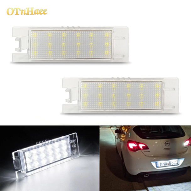 2pcs For Opel LED Number License Plate Light Astra K J H Corsa D E C Meriva A B Vectra C Zafira B Insignia Adam or Vauxhal White