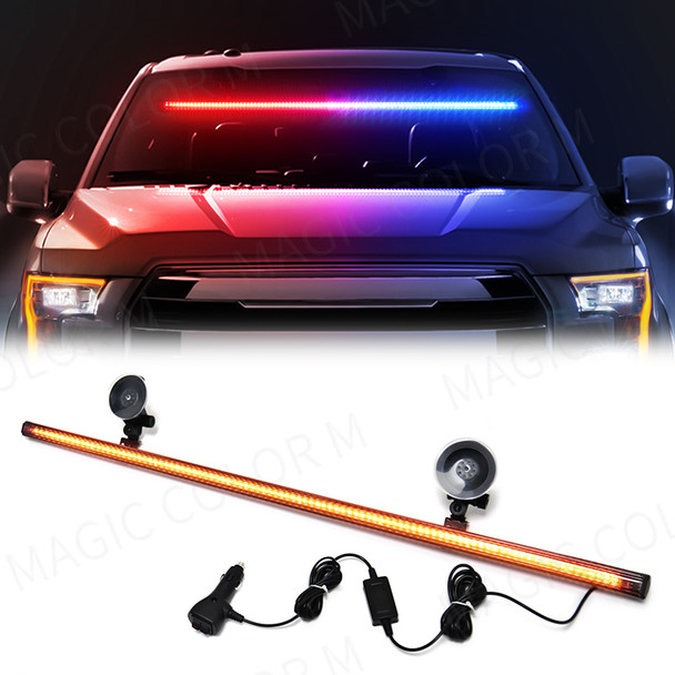 96 LED 3030 Beads Front Windshield Car Strobe Lamp Bar Traffic Signal Emergency Flashing Lamp Auto Roof Top Warning Light 12V-24
