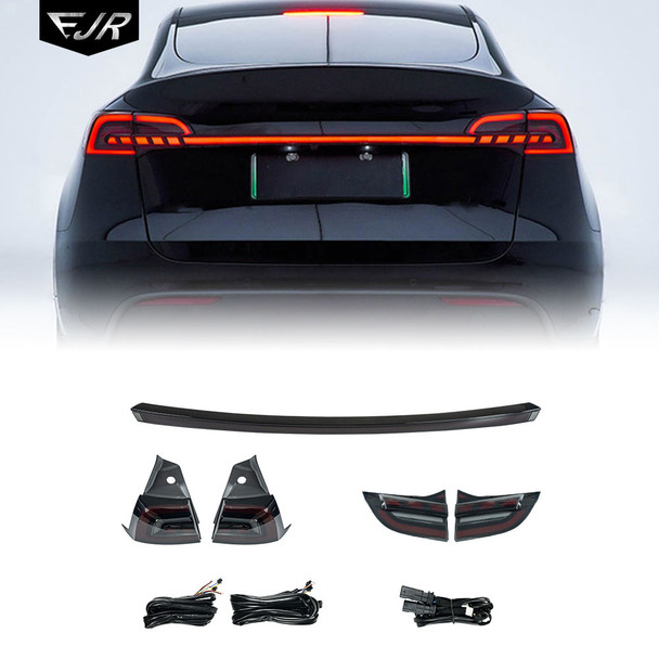 For Tesla Model 3 Y 2019-2023 LED Through Trunk Tail Light Modified Rear Taillight Flowing Turn Signal Dynamic DRL Auto Lamp