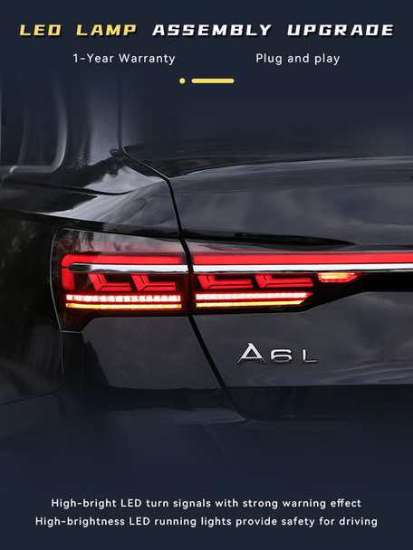 Car Lights For Audi A6L 2019-2023 LED Bulbs Taillights Assembly Upgrade Dynamic Middle Through Bar Backlight Tools Accessories