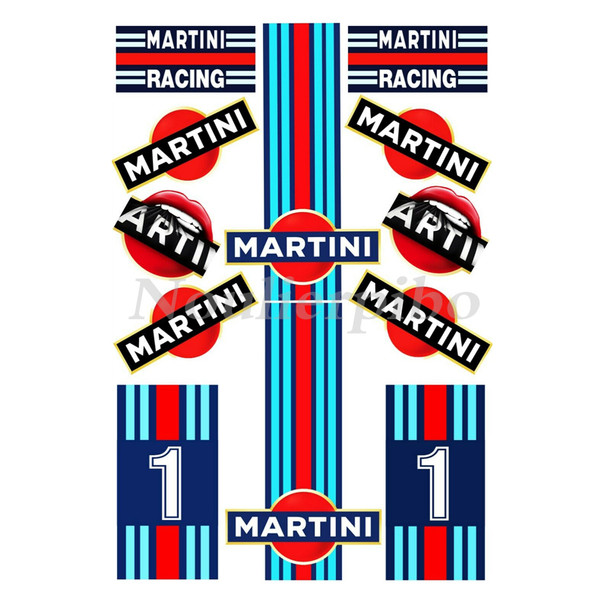 30cm Set Die-cut Martini Racing PVC Stickers Auto Moto Stripes Exterior Vinyl Decal Body Stickers Support Private Customization