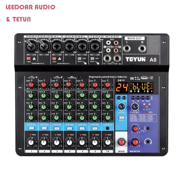 Teyun 8 6 4 Channel Professional Portable Mixer Sound Mixing Console