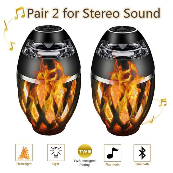 A1 LED Flame Torch Lamp Bluetooth Speaker TWS Portable Music Player