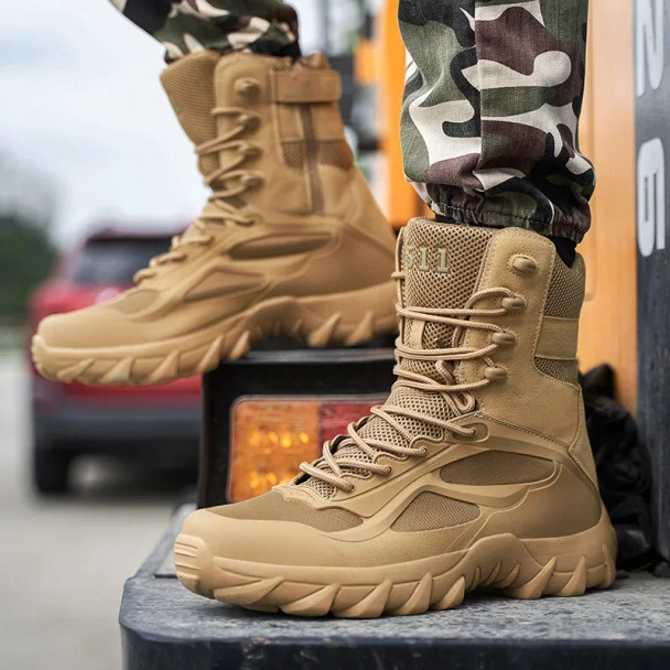 Men Tactical Boots Autumn Special Forces Military Field Man Boot Lightweight Outdoor Non-Slip Waterproof Shoes Zapatillas Hombre