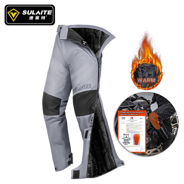 SULAITE Men's Motorcycle Pants Quick Release Winter Warm Quick Take Off Trousers Built in CE Protectors Waterproof Pants