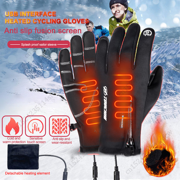 Heated Gloves Men Women Touchscreen USB Heating Gloves Hand Warmer Electric Thermal Gloves Outdoor Cycling Ski Motorcycle Gloves