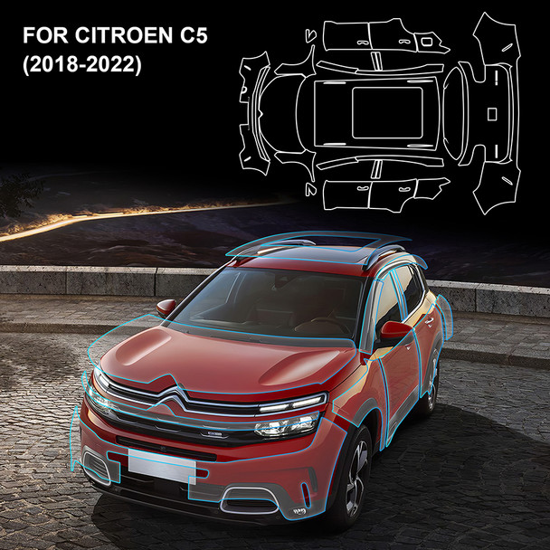 for Citroen C5 2018 2019 2020 2021 2022 PPF Precut Paint Protection Film TPU Clear Car Body Sticker Anti-Scratch Kit Bra