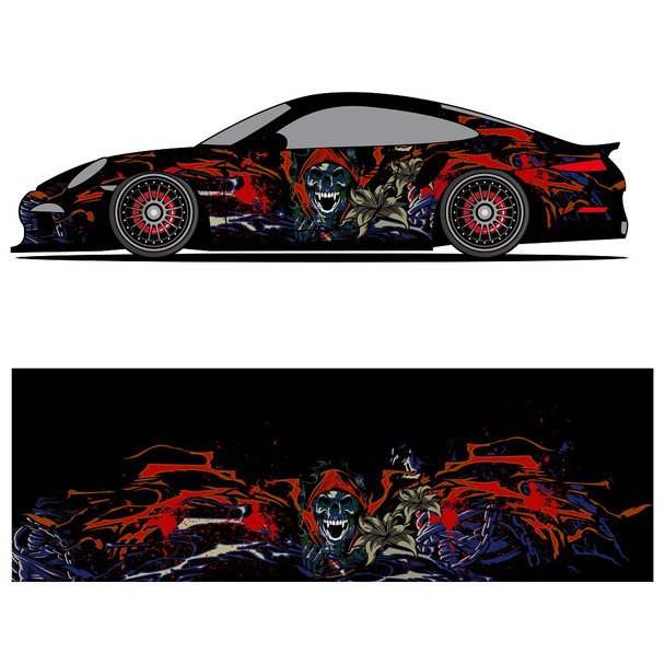 Graffiti Art Racing Car Graphic Decal Full Body Racing Vinyl Wrap Car Full Wrap Sticker Decorative Car Decal Size 450cm*100cm