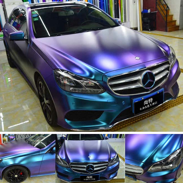 15Mx1.52M Matte Stain Chameleon Purple Vinyl Film Car Paint Body Vinyl Wrap Matt Sticker Decals Color Change Film Roll