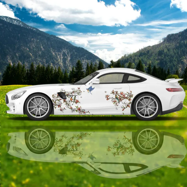 Custom Flower Bird Racing Car Graphic Decal Full Body Vinyl Wrap Modern Design Vector Image Wrap Sticker Decorative Car Decal Custom Flower Bird Racing Car Graphic Decal Full Body Vinyl Wrap Modern Design Vector Image Wrap Sticker Decorative Car Decal