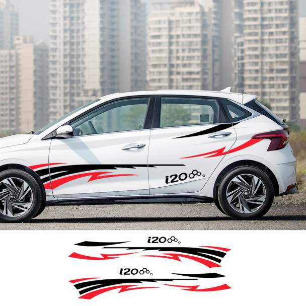 Car Body Side Door Decor Sticker For Hyundai I20 Asta Active Sportz N Line BC3 GB IB Graphics Auto Stripes Style Vinyl Decal