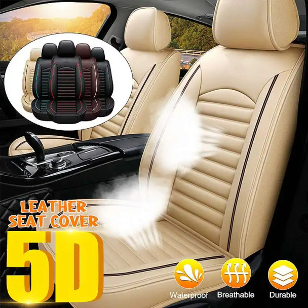 1/4PCS Universal Full Leather Car Seat Covers Fashion Style High Back Breathable Auto Interior Car Seat Protector For Cars