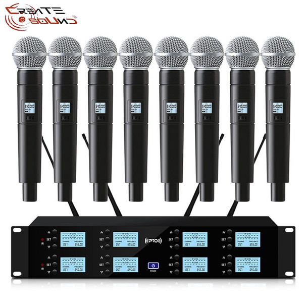 Professional Uhf Wireless Microphone 8 Channel Handheld Microphone