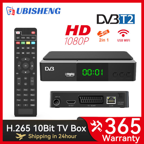 UBISHENG U6 DVB T2 C Digital TV Receiver H.265 HD 1080p Decoder