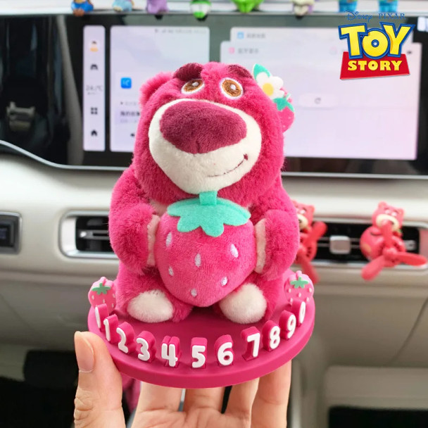 Anime Toy Story Lotso Temporary Parking Number Plate Dashboard Strawberry Bear Decorative Ornaments Auto Interior Accessories
