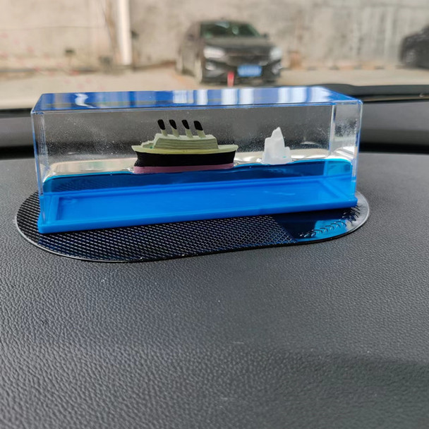 Funny Car Dashboard Cruise Ship Ornament Iceberg And Boat Fluid Drift Ornaments Car Interior Decoration For Birthday Gifts