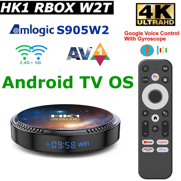 Android TV 11 Smart TV Box HK1 RBOX W2T ATV Amlogic S905W2 4GB 64GB