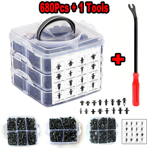 680-100Pcs Universal Mixed Auto fastener Car Bumper Clips Retainer Car Fastener Plastic Rivet Door Panel Liner Accessories