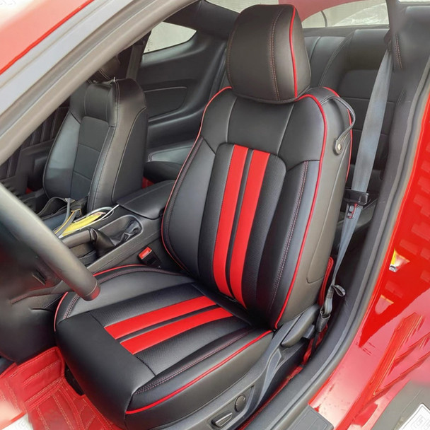 Custom Fit for 2015-2022 Mustang Car Seat Covers Full Set Middle Genuine Leather for Ford Mustang GT Mustang Convertible