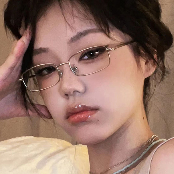 Y2K Vintage Glasses Metal Frame Half Frame Without Lens Girls Chic Cosplay Party Decoration Glasses Metal Photography Glasses