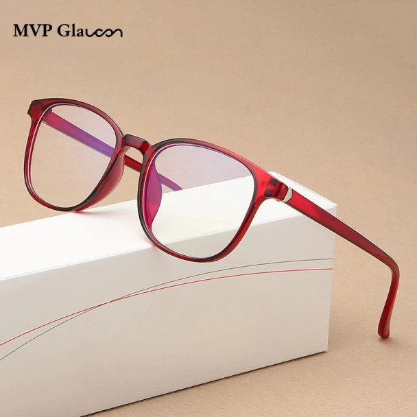 Retro Mens Glasses Frame Fashion Computer Eyeglasses Frame Women Anti-blue Light Transparent Clear Pink Plastic Frame