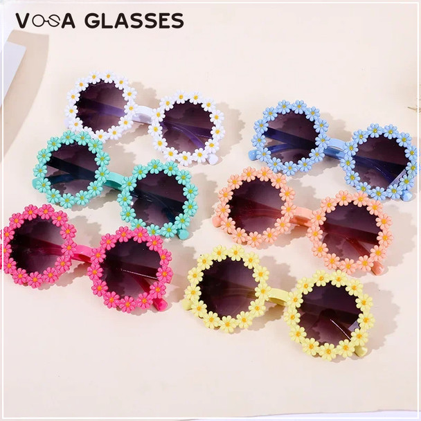 Girl Sunflower Round Flower Cute Ladies Fashion Sun Shade Glasses Children's Daisy Sunglasses Child Matching Sunglasses