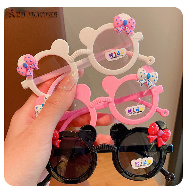 Polarized Children Sunglasses Boy Girl Cartoon UV400 Glasses Cute Personality Bow Bear Eyeglass Eyewear Bag Outdoor Hike Travel