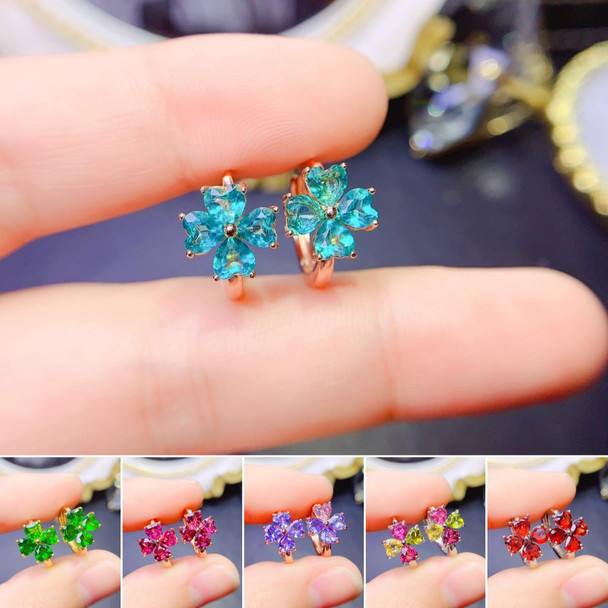 FS 4*4 Diopside/Topaz/Tourmaline Natural Stone Clover Earrings S925 Sterling Silver for Women Fine Fashion Charm Jewelry MeiBaPJ