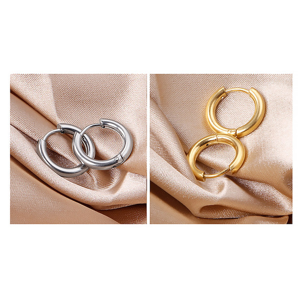 1pair/2pc серьги Trendy Small Hoop Earrings Clip for Women Men Earring Gold Color Stainless Steel Earrings Diy Ear Piercing